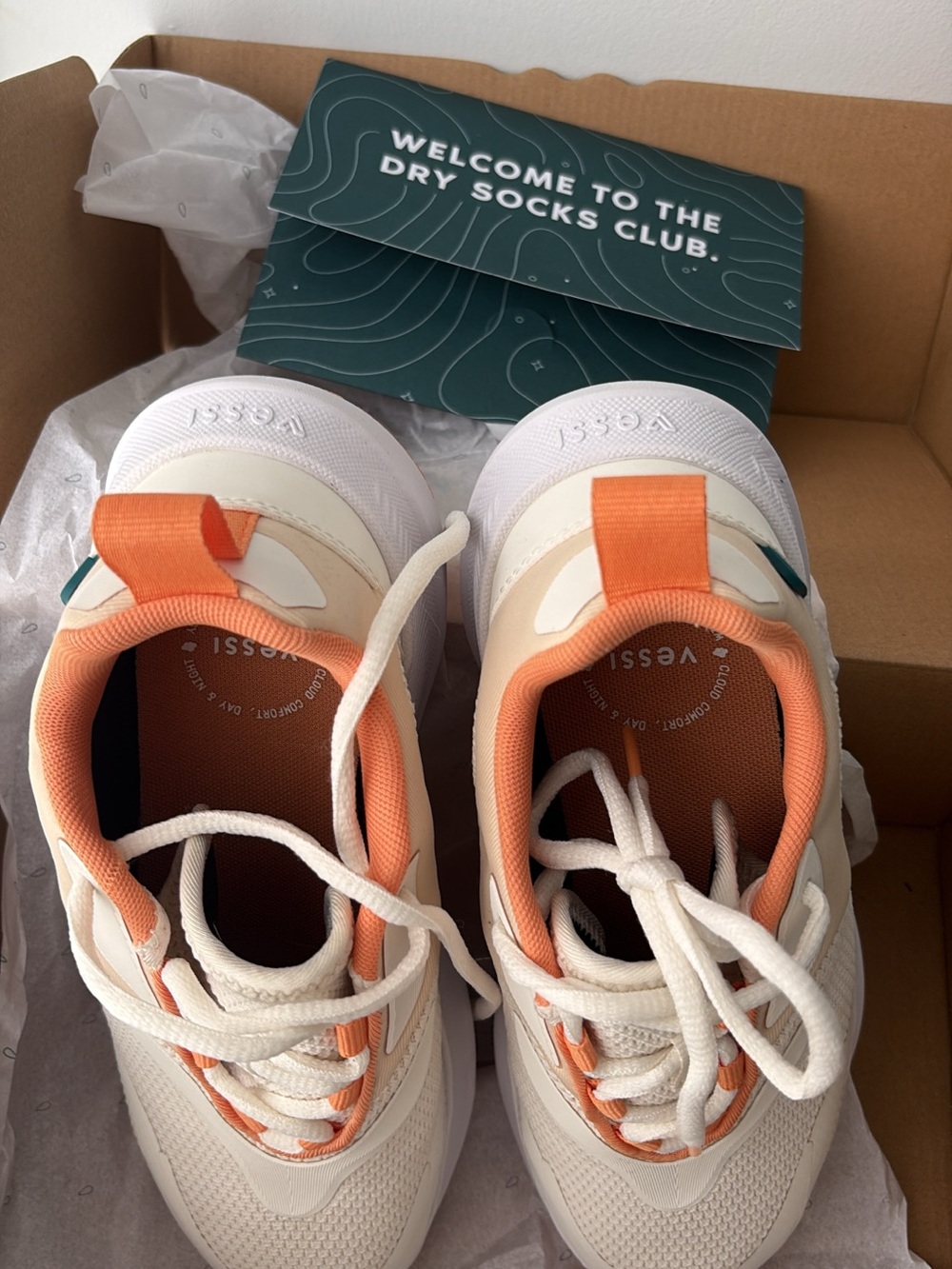 Vessi Women Cream & Peach Lace-Up Sneakers | 7.5 - Picture 2 of 3